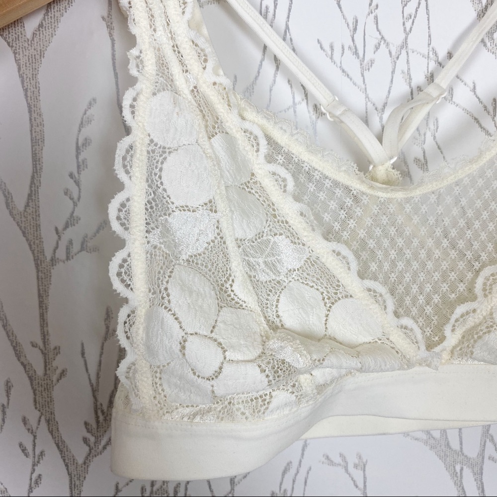 Aerie Lace Racerback Straps Cream Bralette NWOT M - Picture 6 of 9